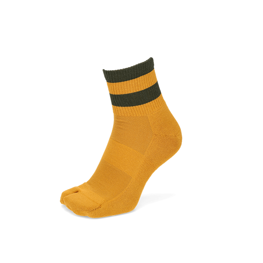 Striped Washi Tabi Quarter Socks - Mustard (MEN)