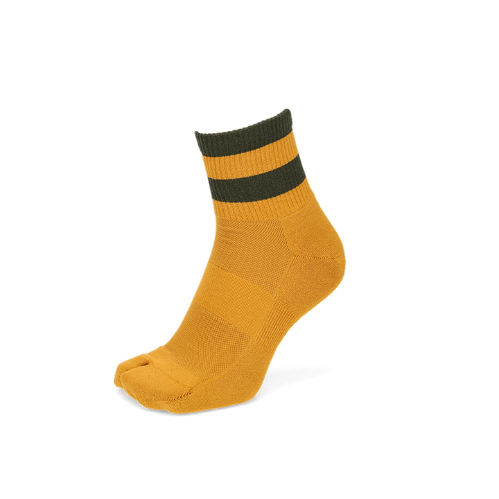 Striped Washi Tabi Quarter Socks - Mustard (MEN)