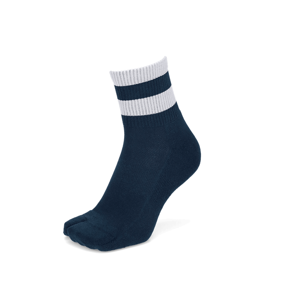 Striped Washi Tabi Quarter Socks - Navy (MEN)