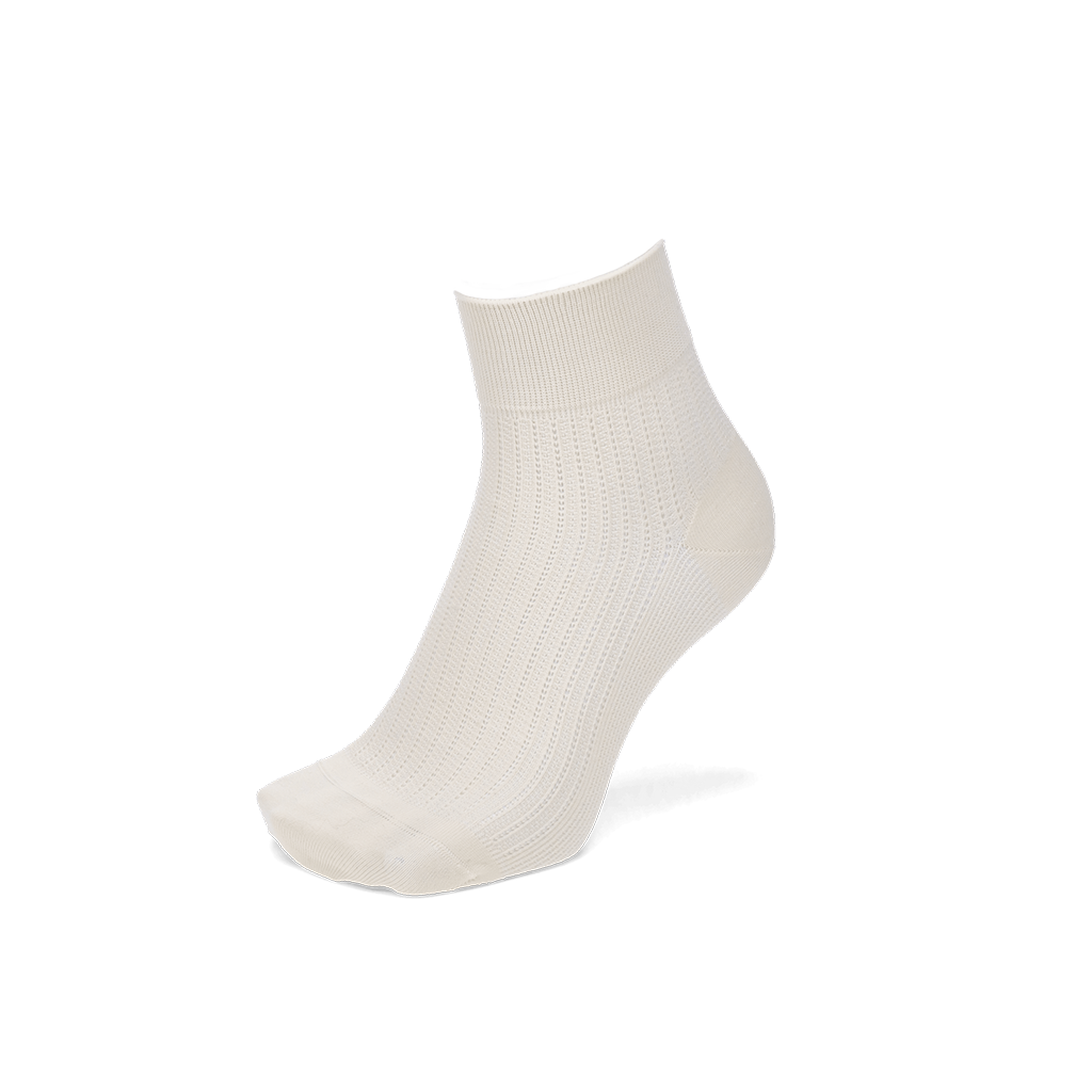 Artisan Stripe Mesh Cotton Quarter Socks - White (MEN)