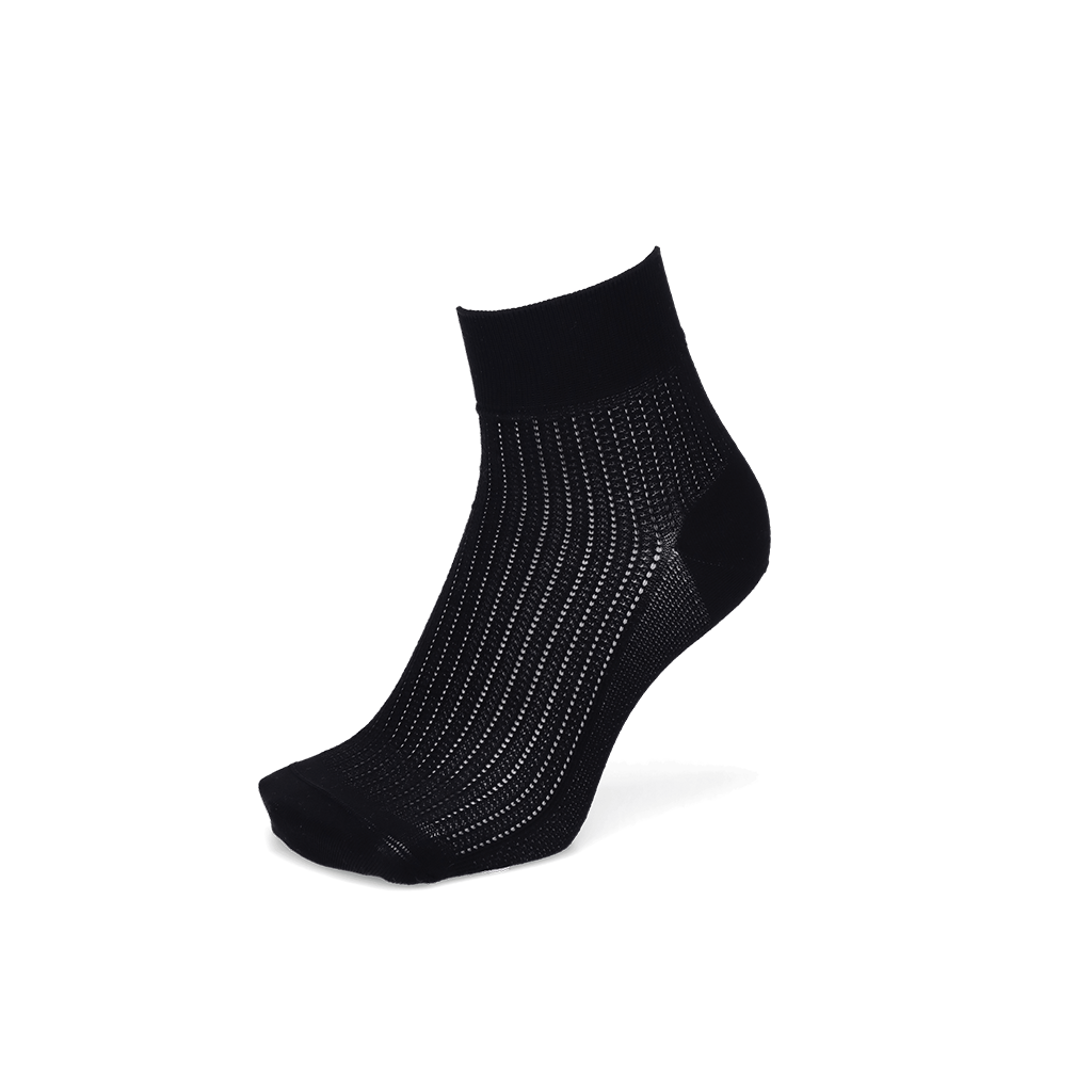Artisan Stripe Mesh Cotton Quarter Socks - Black (MEN)