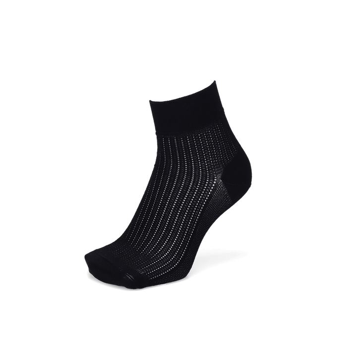 Artisan Stripe Mesh Cotton Quarter Socks - Black (MEN)