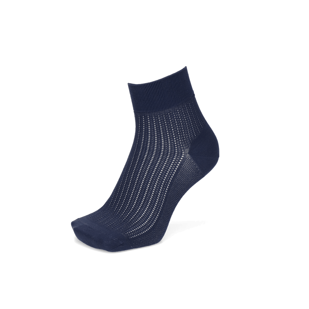 Artisan Stripe Mesh Cotton Quarter Socks - Navy (MEN)