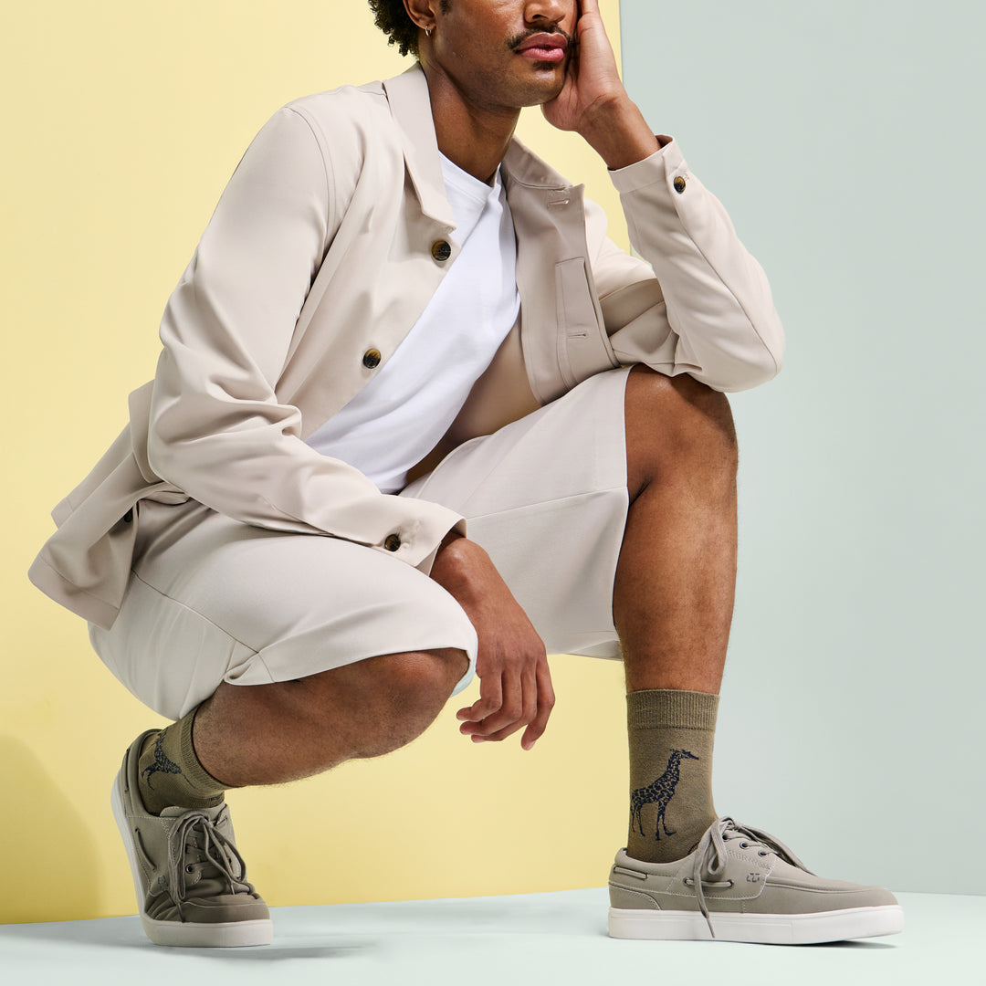 Savannah Cotton-Linen Quarter Socks - Olive (MEN)