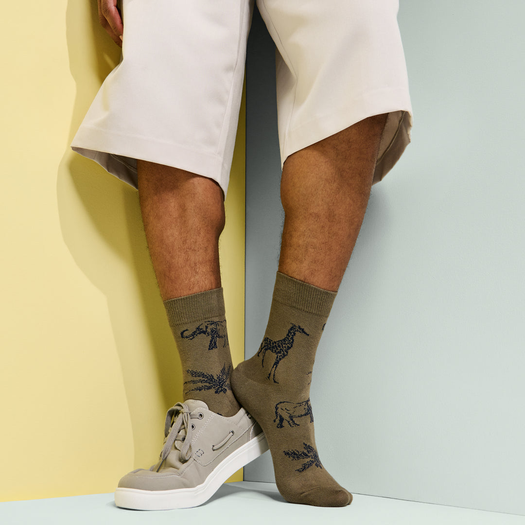 Savannah Cotton-Linen Quarter Socks - Olive (MEN)