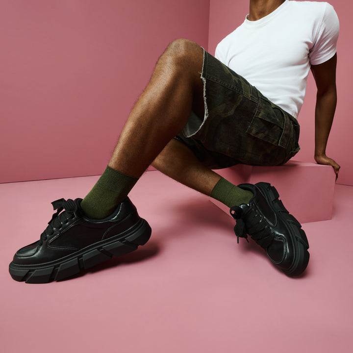 Washi Short Crew Socks - Olive (MEN)