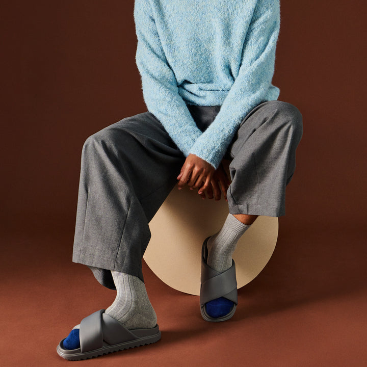 Merino-Toe x Cotton Crew Socks - LightGrey
