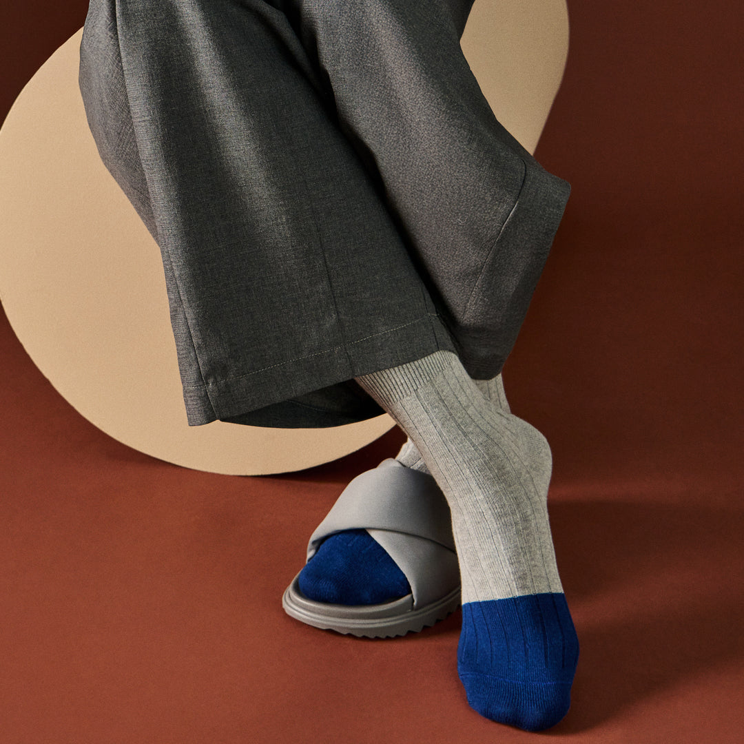Merino-Toe x Cotton Crew Socks - LightGrey