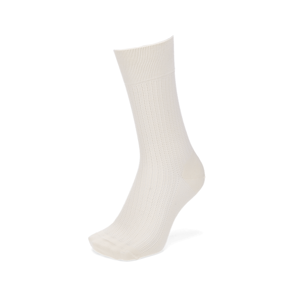 Artisan Stripe Mesh Cotton Crew Sock - White (MEN)