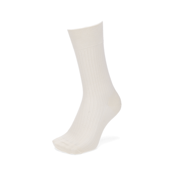 Artisan Stripe Mesh Cotton Crew Sock - White (MEN)