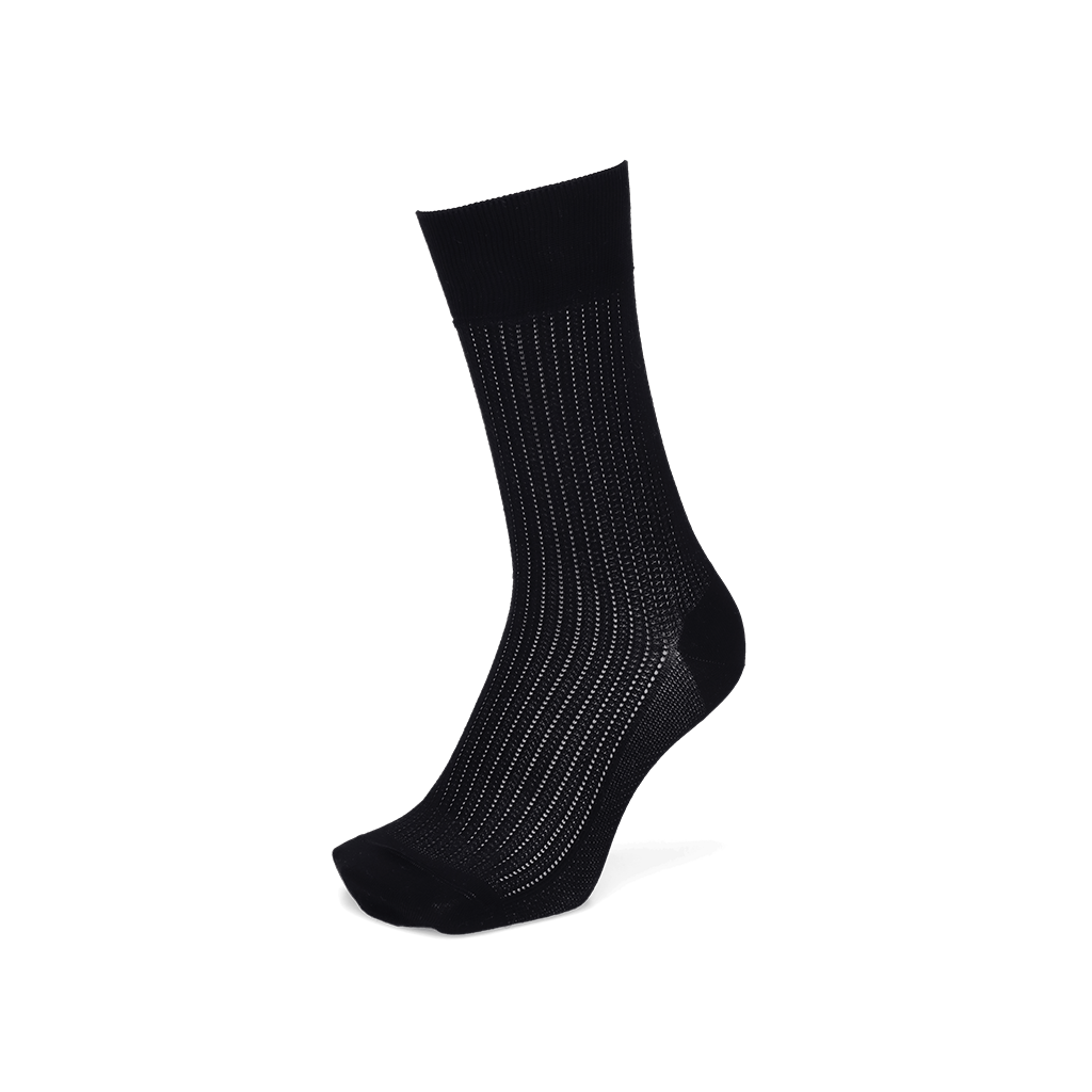 Artisan Stripe Mesh Cotton Crew Sock - Black (MEN)