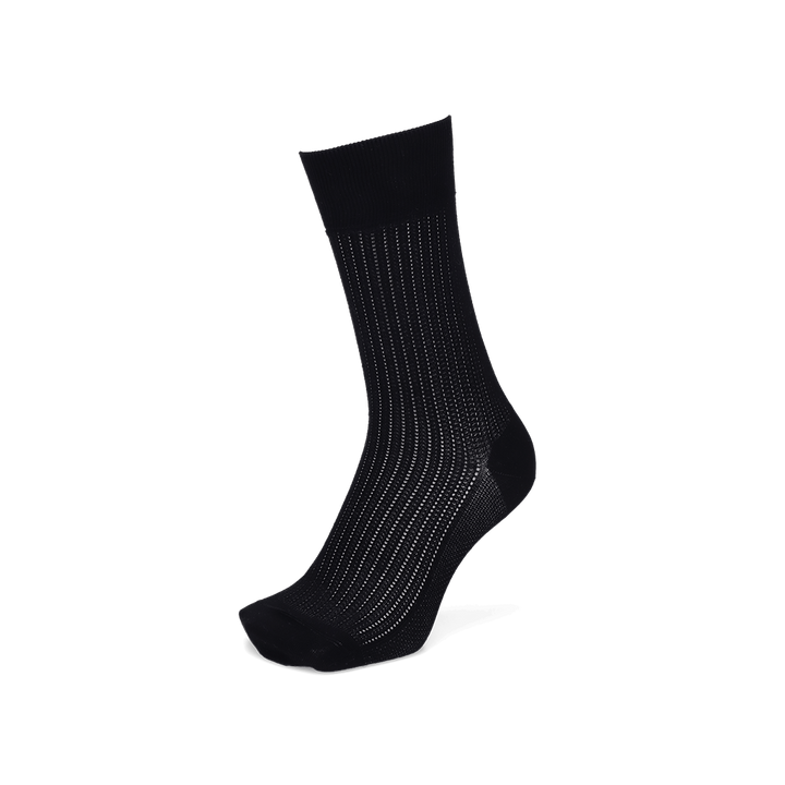 Artisan Stripe Mesh Cotton Crew Sock - Black (MEN)