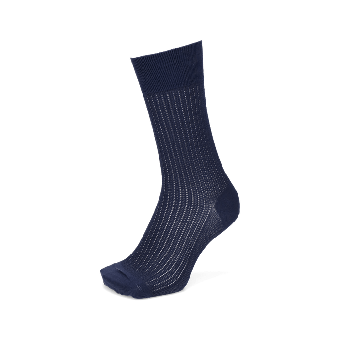 Artisan Stripe Mesh Cotton Crew Sock - Navy (MEN)