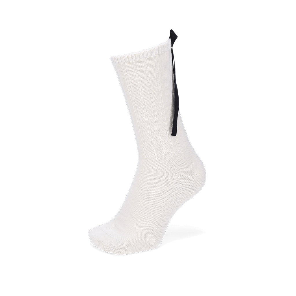 Matte Ribbon Lustrous Cotton Crew Socks - White (MEN)