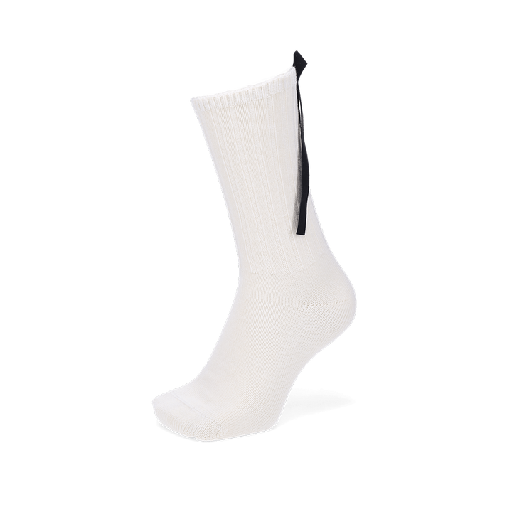 Matte Ribbon Lustrous Cotton Crew Socks - White (MEN)