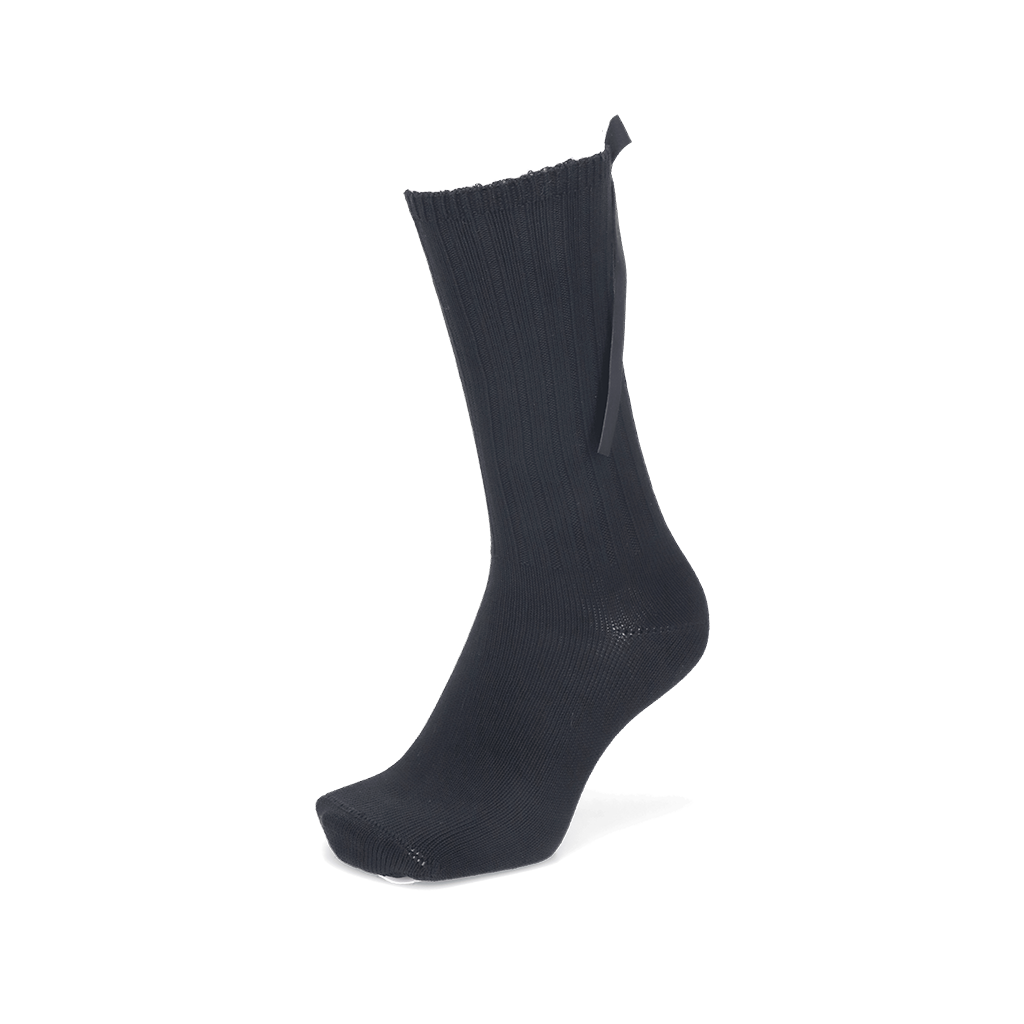 Matte Ribbon Lustrous Cotton Crew Socks - Black (MEN)