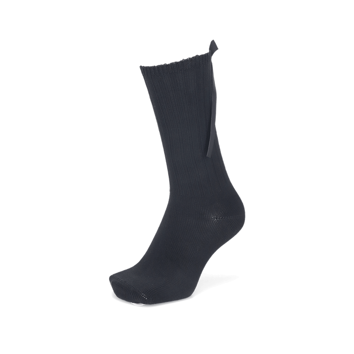 Matte Ribbon Lustrous Cotton Crew Socks - Black (MEN)