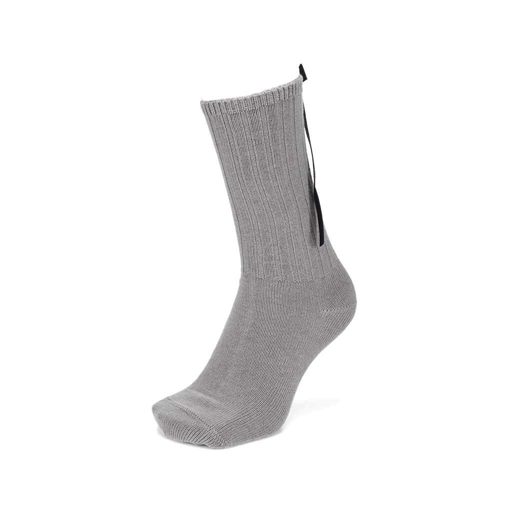 Matte Ribbon Lustrous Cotton Crew Socks - Grey (MEN)