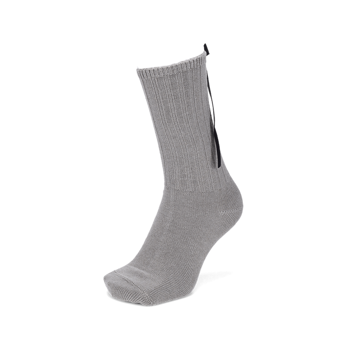 Matte Ribbon Lustrous Cotton Crew Socks - Grey (MEN)