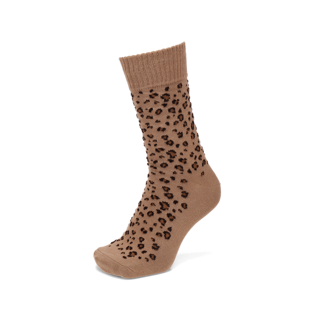 Chenille Cotton Leopard  Crew Socks