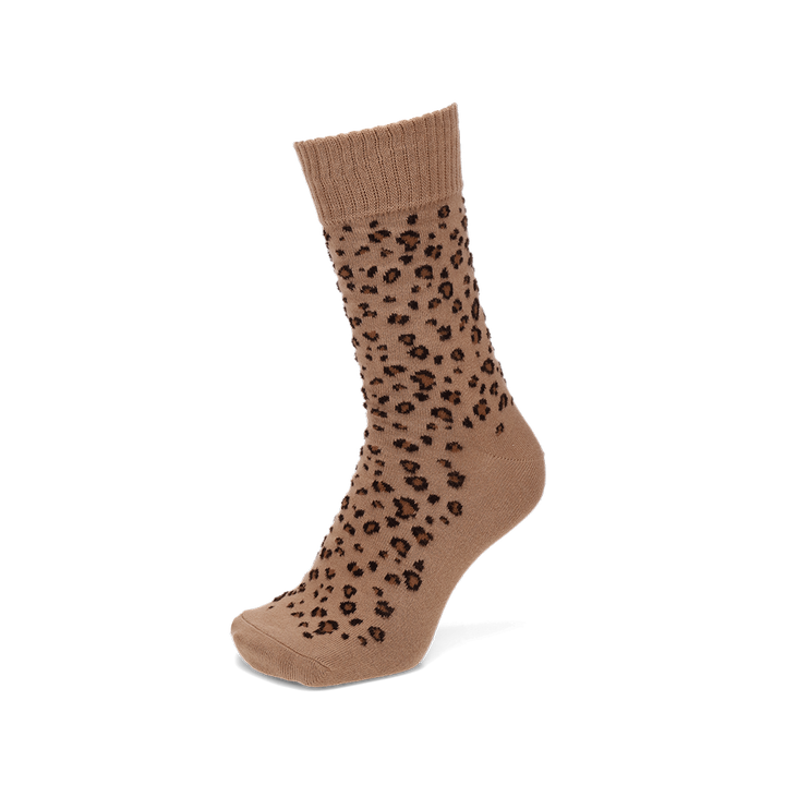 Chenille Cotton Leopard  Crew Socks