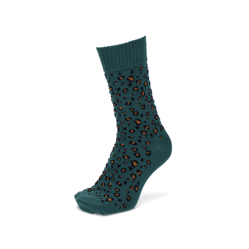 Chenille Cotton Leopard  Crew Socks