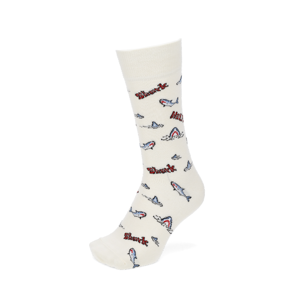 Retro 8-Bit Shark Cotton  Crew Socks