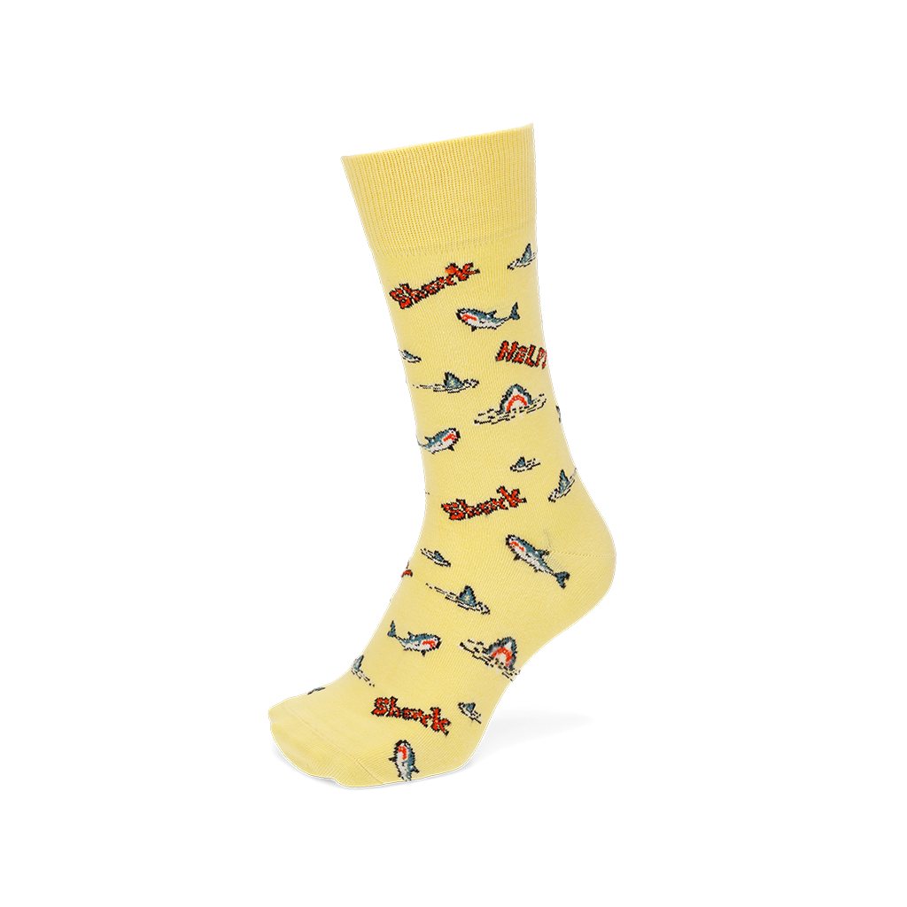 Retro 8-Bit Shark Cotton  Crew Socks