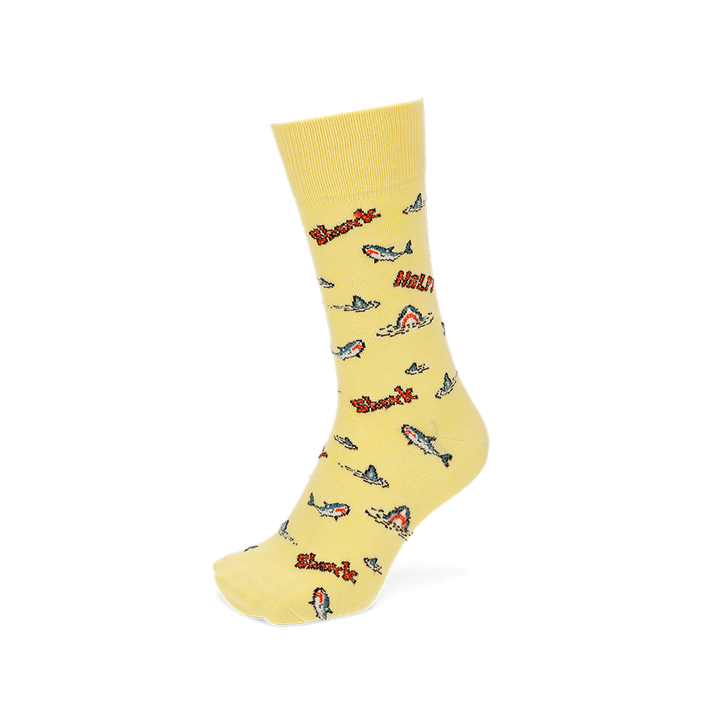 Retro 8-Bit Shark Cotton  Crew Socks