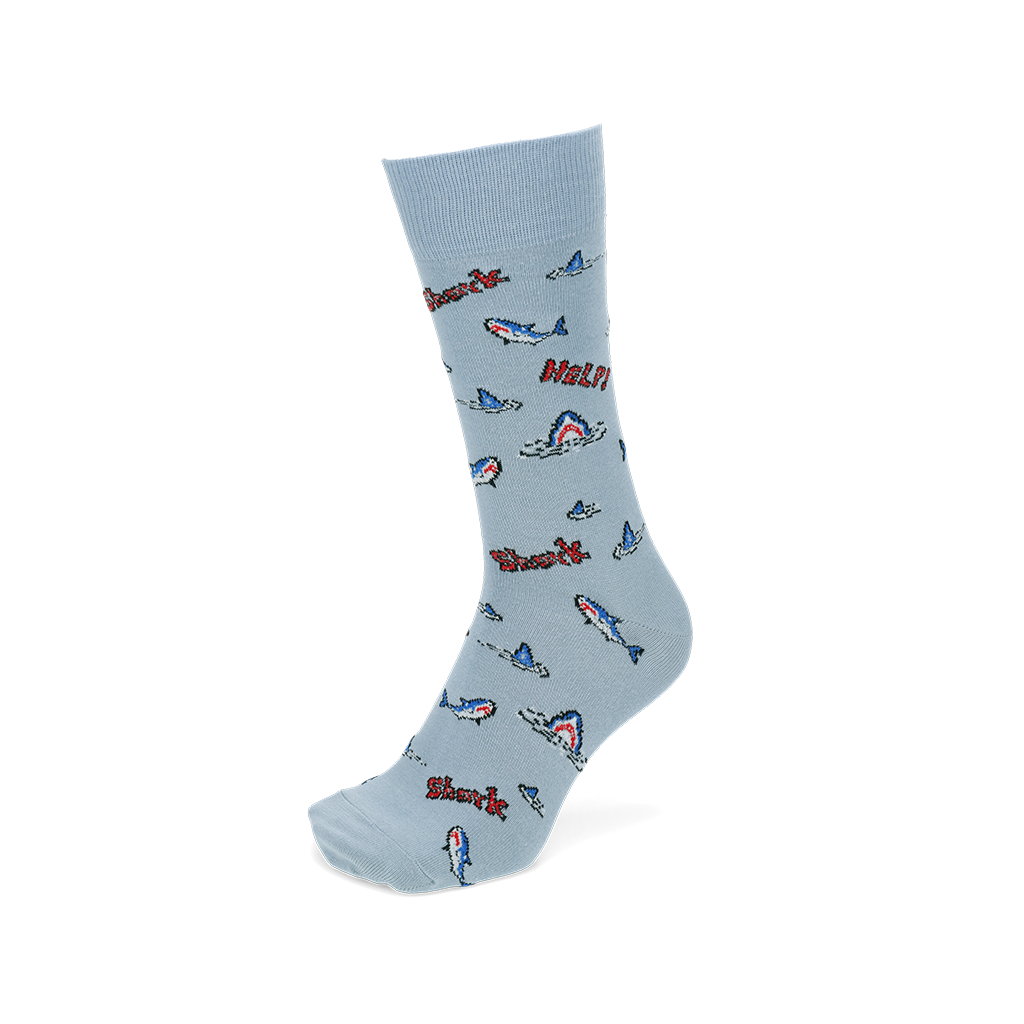 Retro 8-Bit Shark Cotton  Crew Socks