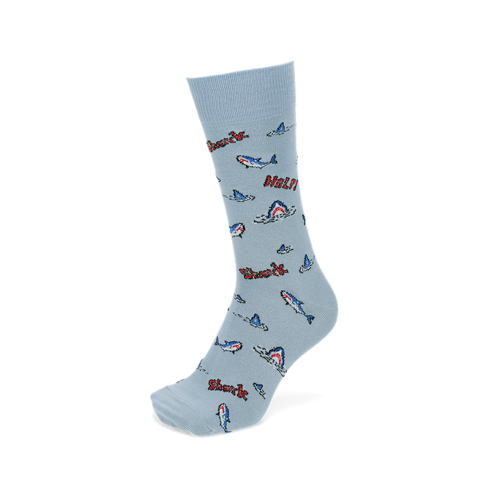 Retro 8-Bit Shark Cotton  Crew Socks
