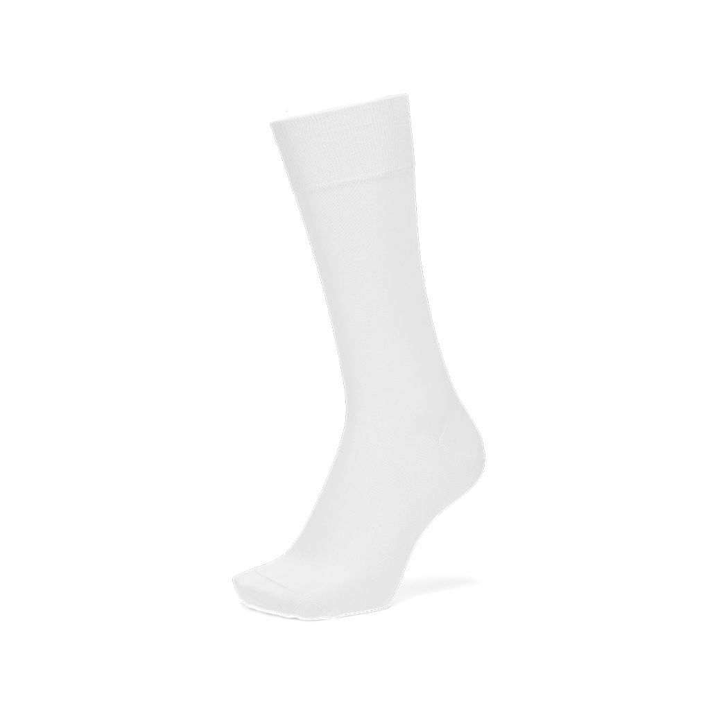 Premium Silky Cotton Plain Crew Socks - White (MEN)