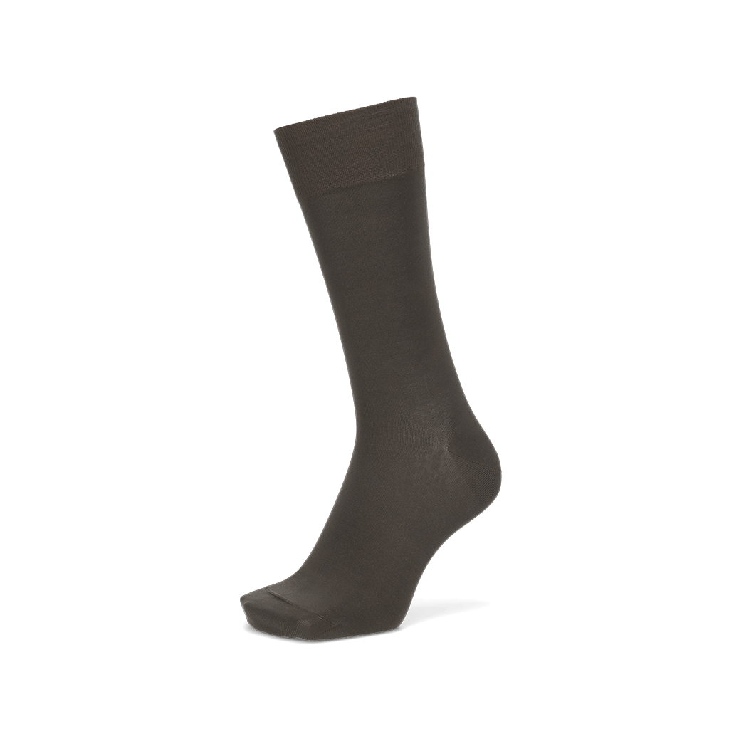 Premium Silky Cotton Plain Crew Socks - Brown (MEN)