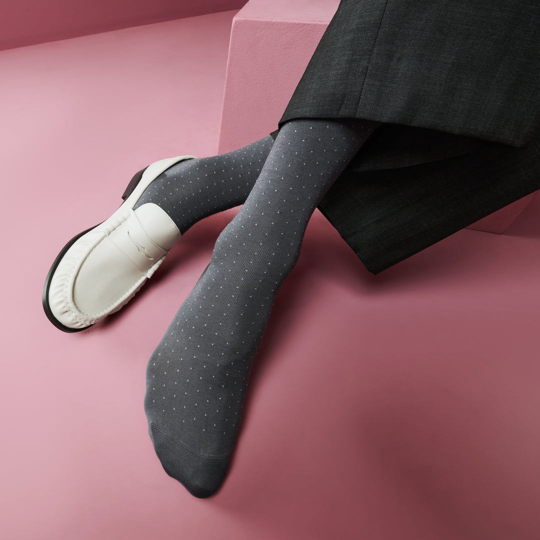 Plush Pin Cotton Crew Socks - DimGrey (MEN)