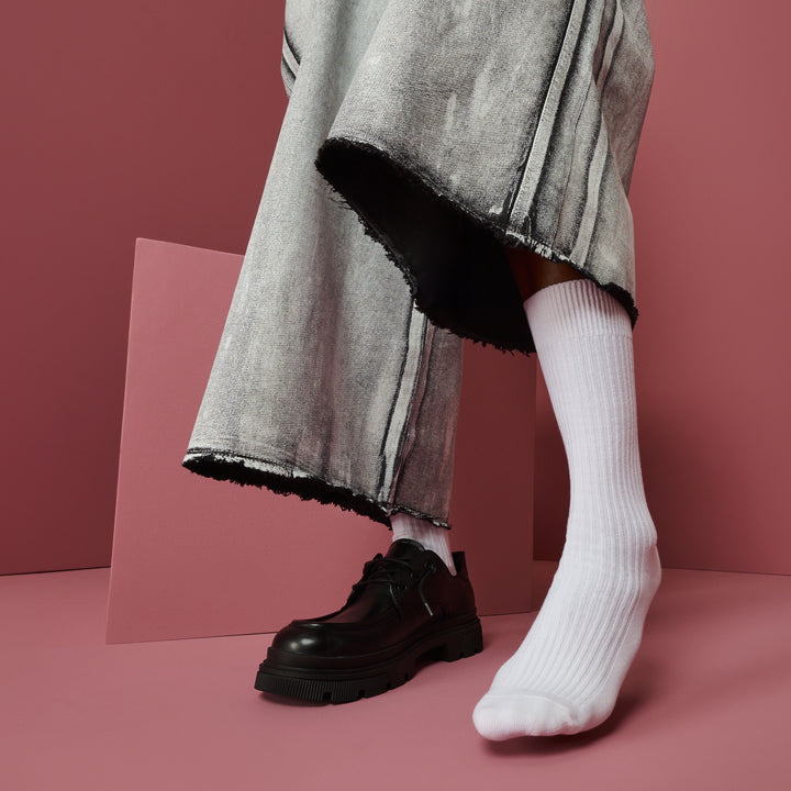Power Fit Cotton Crew Socks - White (MEN)