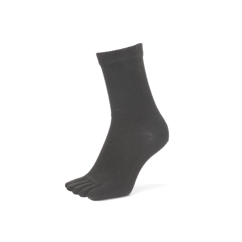 Loose-Fit Merino Toe Crew Socks - Black