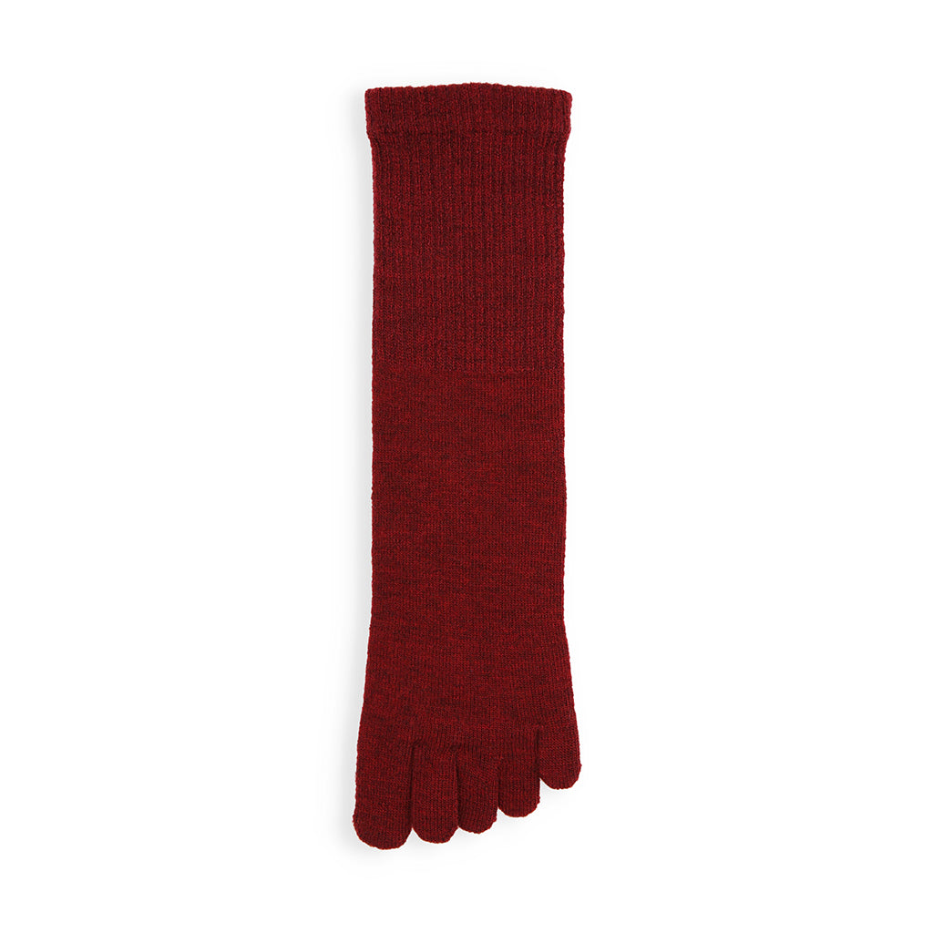 Loose-Fit Merino Toe Crew Socks - DarkRed