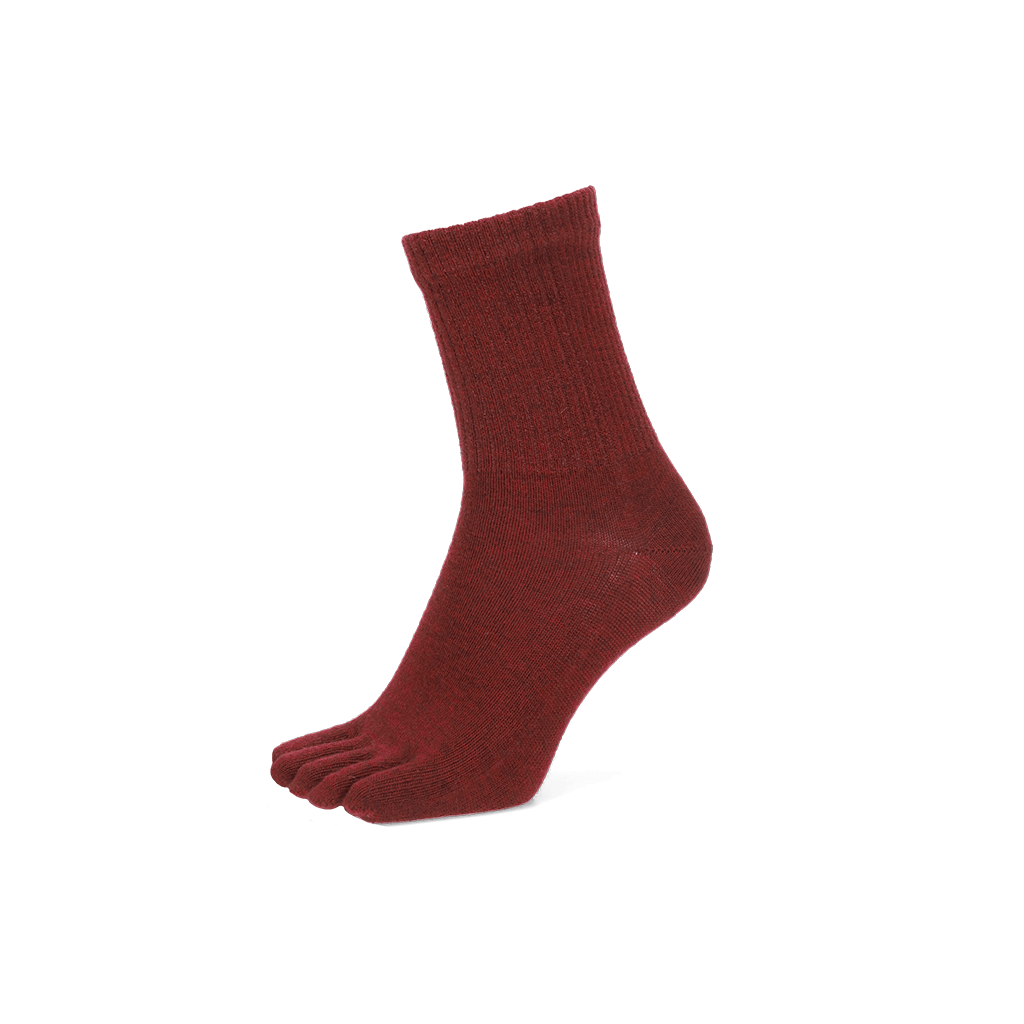 Loose-Fit Merino Toe Crew Socks - DarkRed