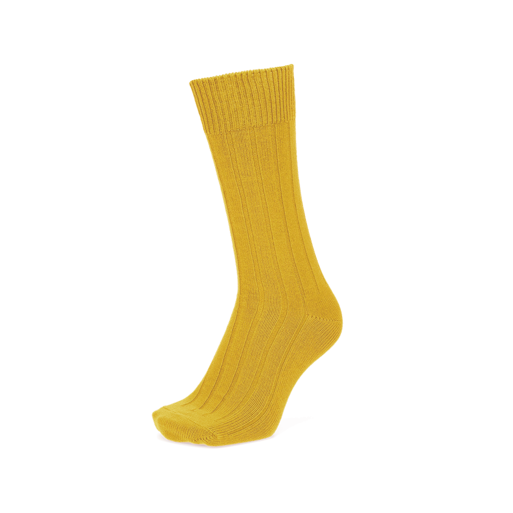 Wide-Ribbed Cotton Crew Socks - DullYellow (MEN)