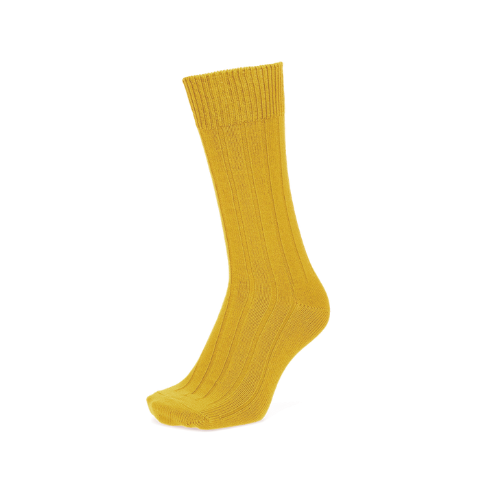 Wide-Ribbed Cotton Crew Socks - DullYellow (MEN)