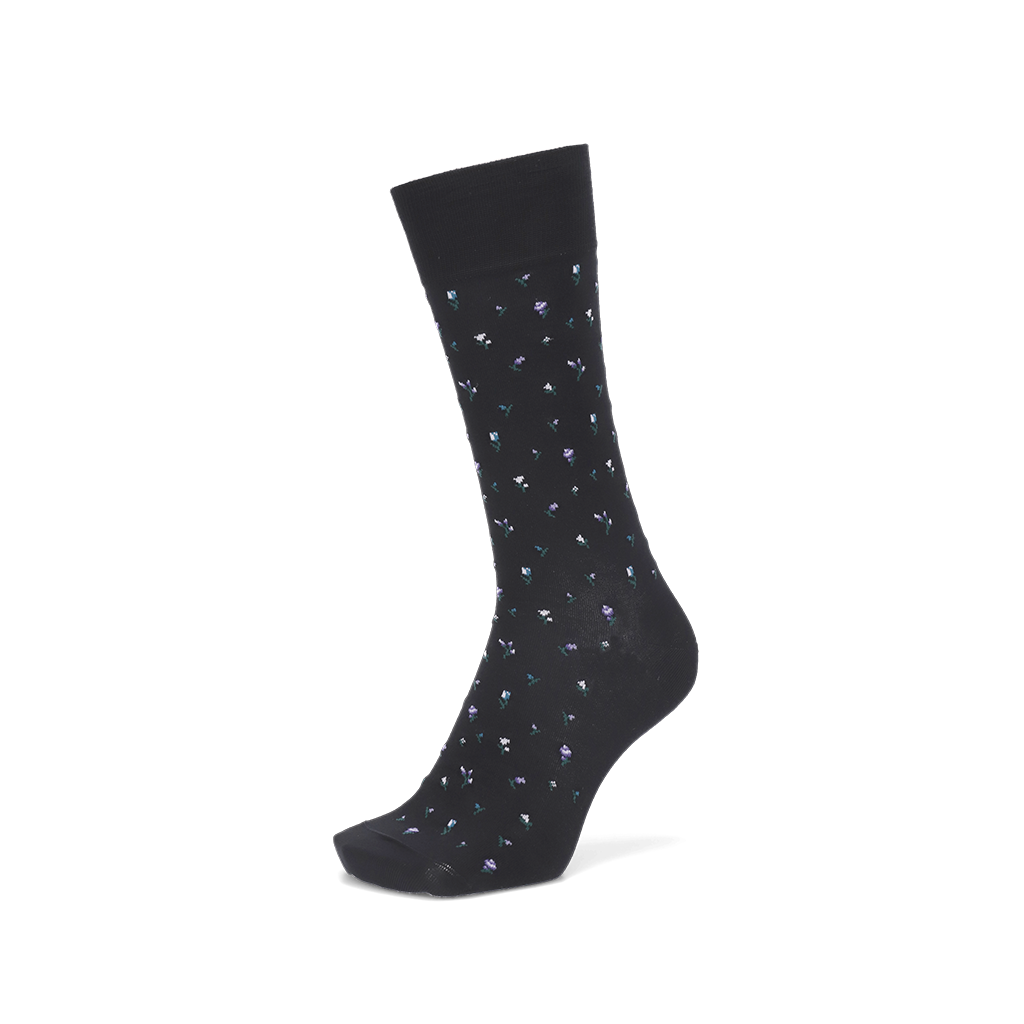Micro Floral Supima Cotton  Crew Socks