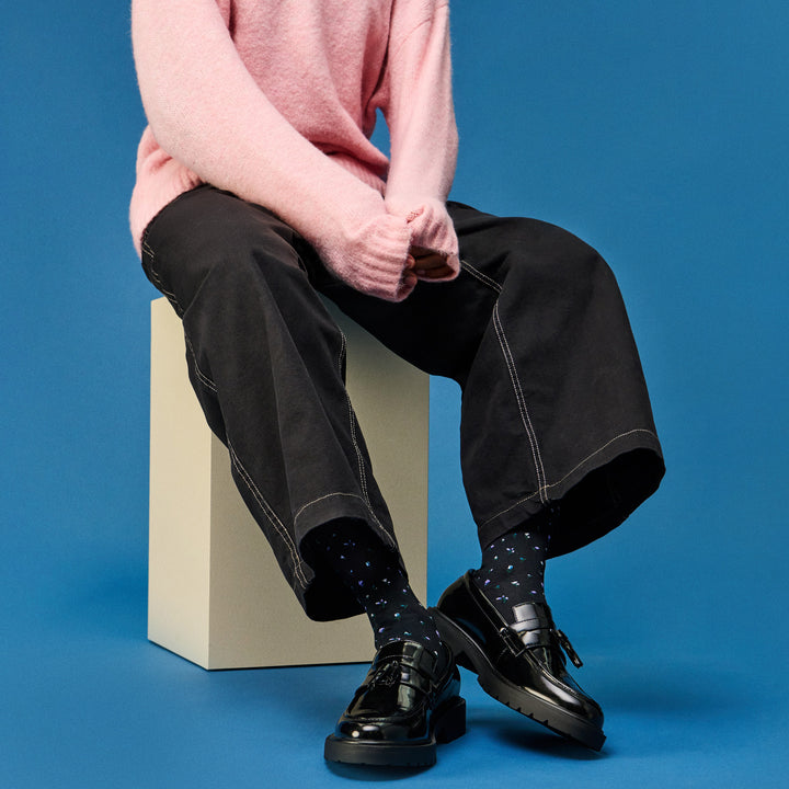 Micro Floral Supima Cotton  Crew Socks