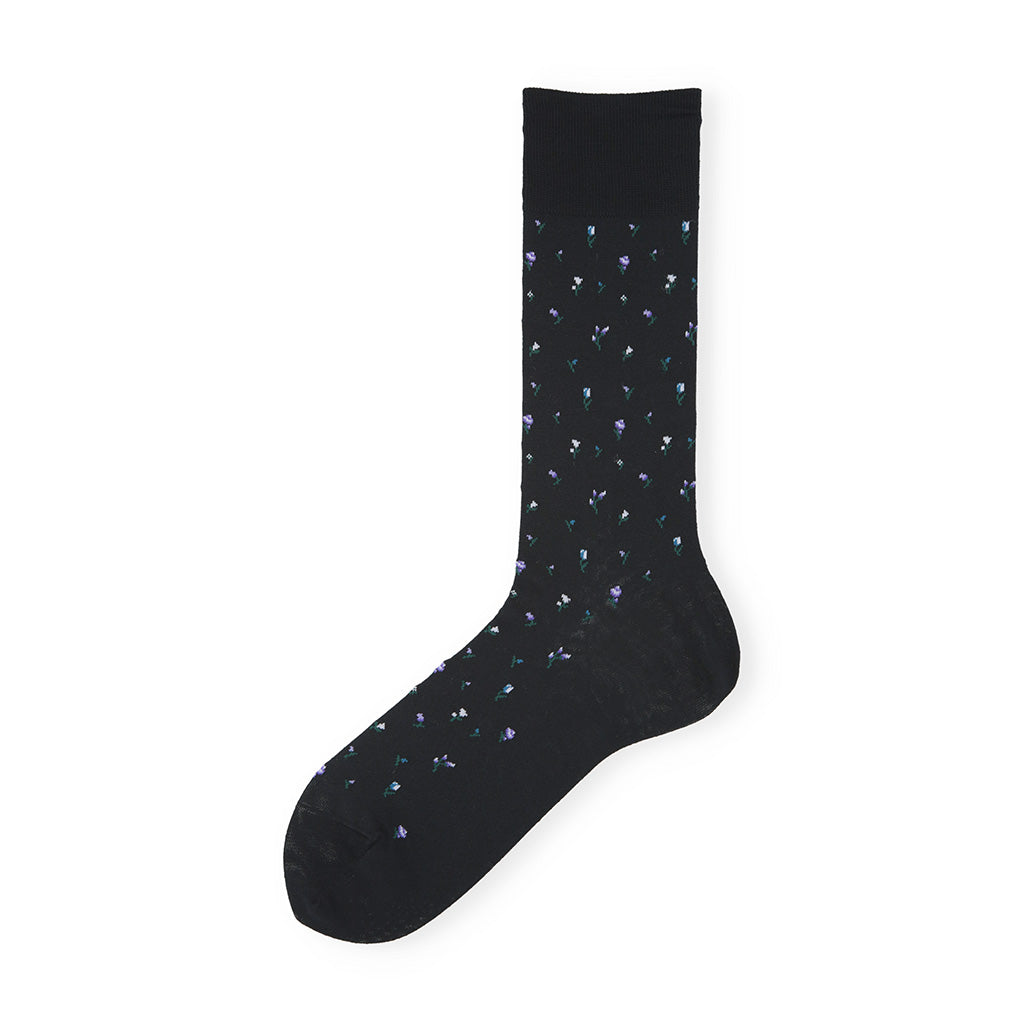 Micro Floral Supima Cotton  Crew Socks