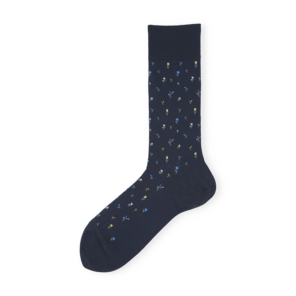 Micro Floral Supima Cotton  Crew Socks