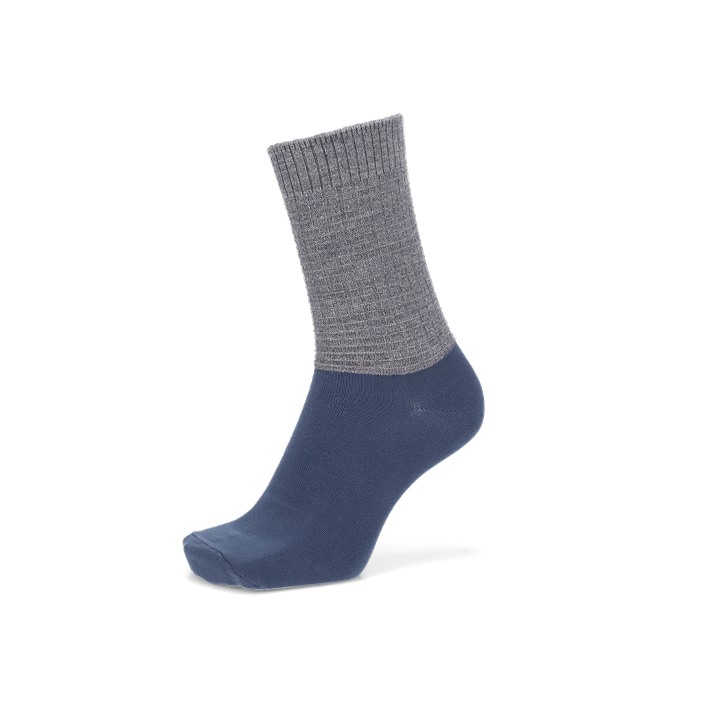 Merino Waffle Ankle x Cotton Foot Crew Socks - Grey