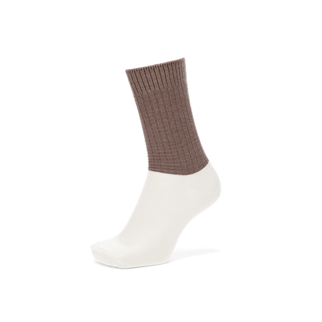 Merino Waffle Ankle x Cotton Foot Crew Socks - RawUmber