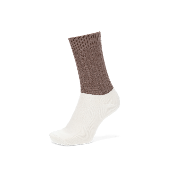 Merino Waffle Ankle x Cotton Foot Crew Socks - RawUmber