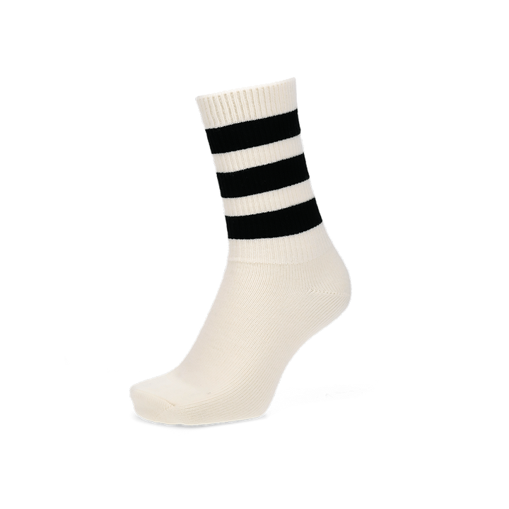 Fine Merino Tri-Stripe Ribbed Crew Socks - White (MEN)