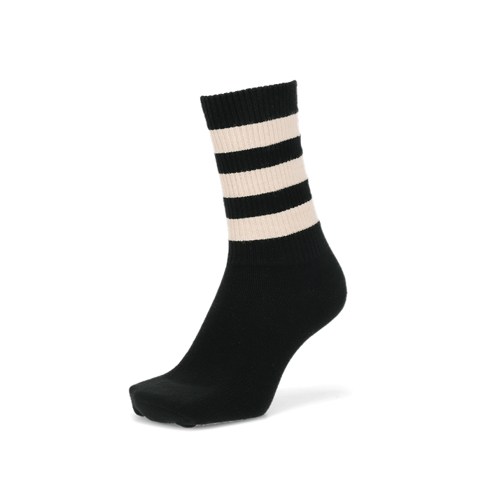 Fine Merino Tri-Stripe Ribbed Crew Socks - Black (MEN)