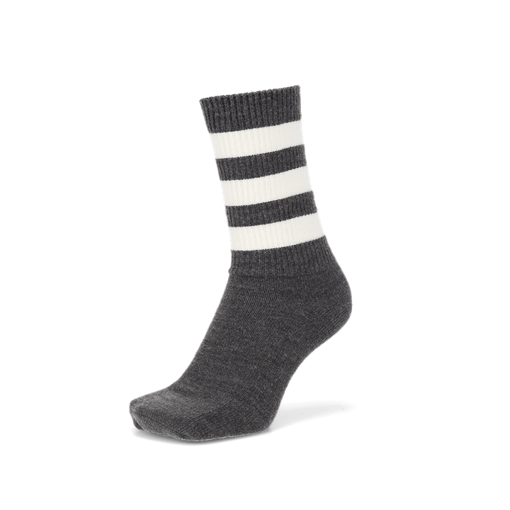 Fine Merino Tri-Stripe Ribbed Crew Socks - Grey (MEN)